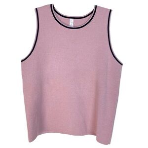 Pink Knit Tank with Contrast Trim